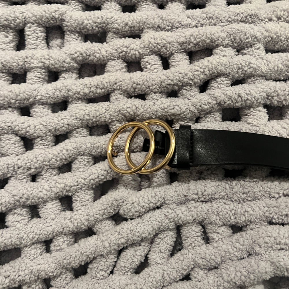 SHEIN Black Belt with Gold Rings